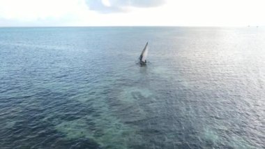 Tanzanya 'nın Zanzibar kıyısındaki tekneler ağır çekimde