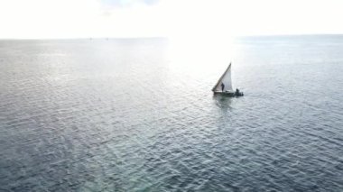 Tanzanya 'nın Zanzibar kıyısındaki tekneler ağır çekimde