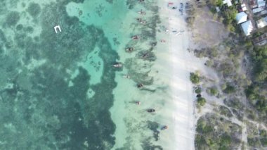 Tanzanya 'nın Zanzibar kıyısındaki tekneler ağır çekimde
