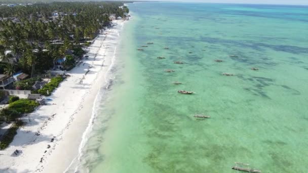 Boats in the ocean near the coast of Zanzibar, Tanzania, slow motion — Stock Video