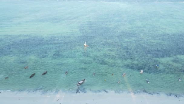 Boats in the ocean near the coast of Zanzibar, Tanzania, slow motion — Stock Video