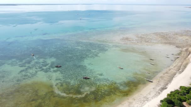 Boats in the ocean near the coast of Zanzibar, Tanzania, slow motion — Stock Video