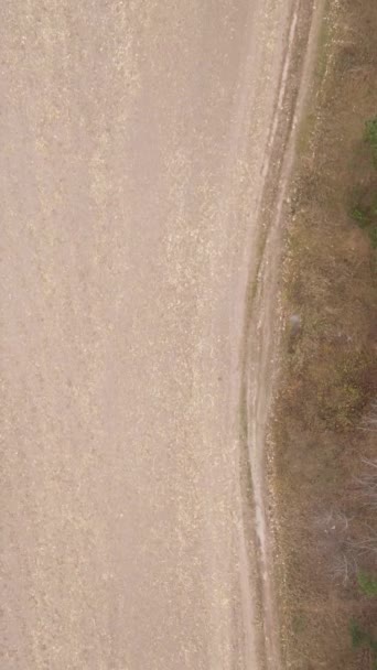 Vídeo vertical de un campo con tierra arada en otoño, cámara lenta — Vídeos de Stock