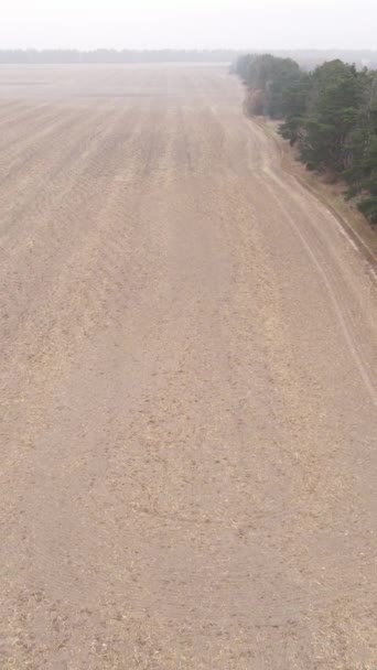 Vidéo verticale d'un champ labouré en automne, ralenti — Video