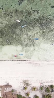 Tanzanya 'nın Zanzibar kıyısındaki okyanusta dikey video tekneleri