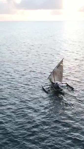 Pionowe łodzie wideo w oceanie u wybrzeży Zanzibaru, Tanzania — Wideo stockowe