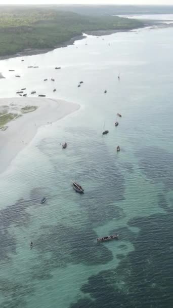 Video barche verticali nell'oceano vicino alla costa di Zanzibar, Tanzania — Video Stock