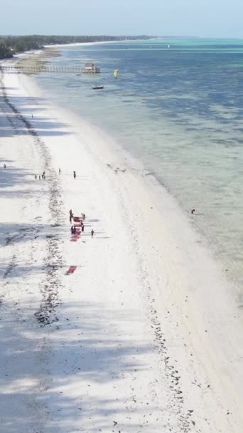 Barcos de vídeo verticais no oceano perto da costa de Zanzibar, na Tanzânia — Vídeo de Stock