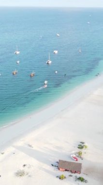 Tanzanya 'nın Zanzibar adasındaki plajın dikey videosu