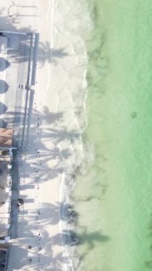 Tanzanya 'nın Zanzibar adasındaki plajın dikey videosu