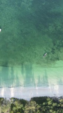 Tanzanya 'nın Zanzibar kıyısındaki okyanusun dikey videosu