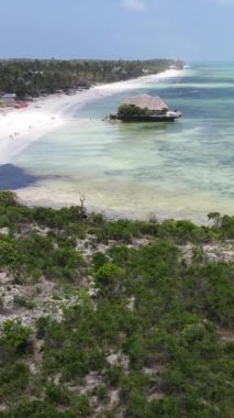 Tanzanya 'nın Zanzibar kıyısındaki okyanusun dikey videosu