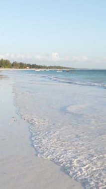 Tanzanya 'nın Zanzibar kıyısındaki okyanusun dikey videosu