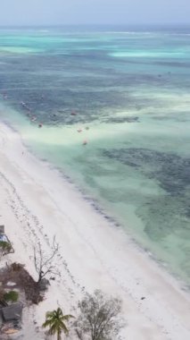 Tanzanya 'nın Zanzibar kıyısındaki okyanusun dikey videosu