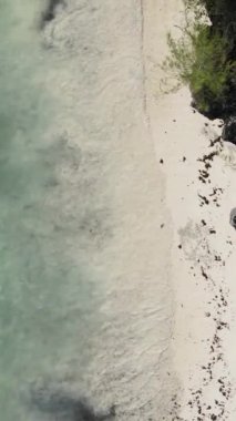 Tanzanya 'nın Zanzibar kıyısındaki okyanusun dikey videosu