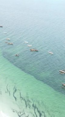Tanzanya 'nın Zanzibar kıyısındaki okyanusun dikey videosu