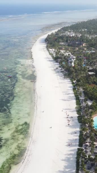 Vertikal video av havet nära kusten i Zanzibar, Tanzania — Stockvideo