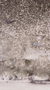 Tanzanya 'nın Zanzibar kıyısındaki okyanusta alçak gelgitin dikey videosu