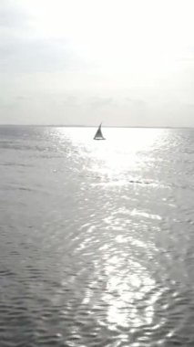 Tanzanya 'nın Zanzibar kıyısındaki okyanusta dikey video tekneleri