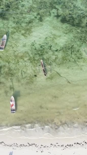 Pionowe łodzie wideo w oceanie u wybrzeży Zanzibaru, Tanzania — Wideo stockowe