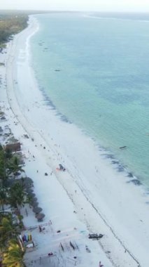 Tanzanya 'nın Zanzibar kıyısındaki okyanusta dikey video tekneleri