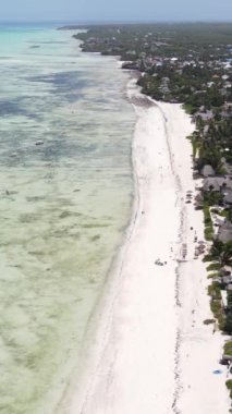 Tanzanya 'nın Zanzibar kıyısındaki okyanusta dikey video tekneleri