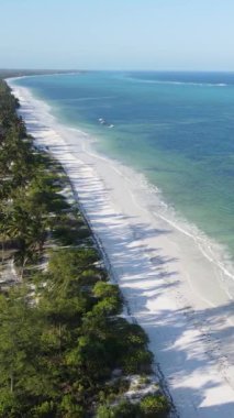 Tanzanya 'nın Zanzibar kıyısındaki okyanusta dikey video tekneleri