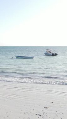 Tanzanya 'nın Zanzibar kıyısındaki okyanusun dikey videosu