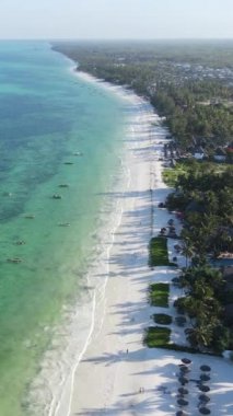 Tanzanya 'nın Zanzibar kıyısındaki okyanusun dikey videosu