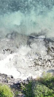 Tanzanya 'nın Zanzibar kıyısındaki okyanusun dikey videosu