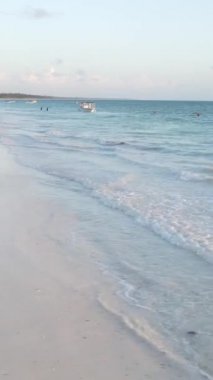 Tanzanya 'nın Zanzibar kıyısındaki okyanusun dikey videosu