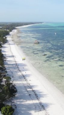 Tanzanya 'nın Zanzibar kıyısındaki okyanusun dikey videosu