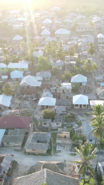 Zanzibar, Tanzanie - vue aérienne des maisons près de la côte, vidéo verticale — Video