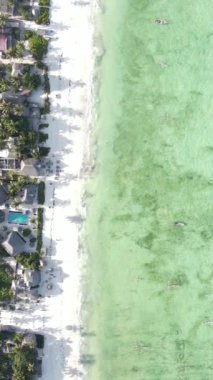 Tanzanya 'nın Zanzibar kıyısındaki okyanusun dikey videosu