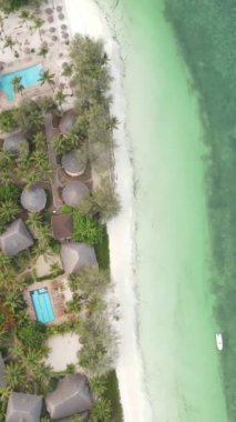 Tanzanya 'nın Zanzibar kıyısındaki okyanusun dikey videosu