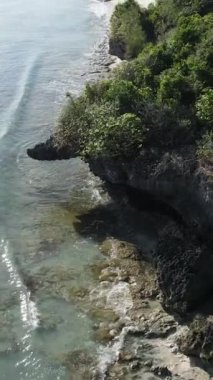 Tanzanya 'nın Zanzibar kıyısındaki okyanusun dikey videosu