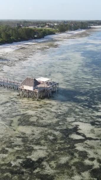 Maison vidéo verticale sur pilotis dans l'océan sur la côte de Zanzibar, Tanzanie — Video