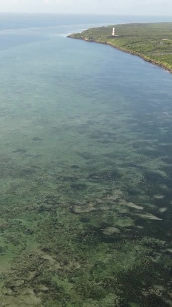 Vertikal video av lågvatten i havet nära kusten i Zanzibar, Tanzania — Stockvideo