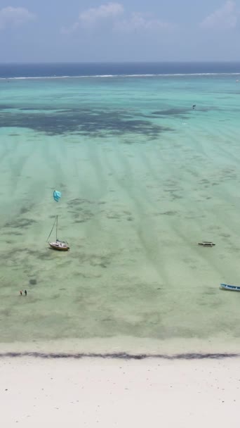 Vertikales Video-Kitesurfen in der Nähe der Küste von Sansibar, Tansania — Stockvideo