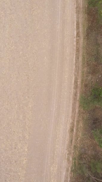 Vídeo vertical campo arado vacío en otoño, vista aérea — Vídeos de Stock