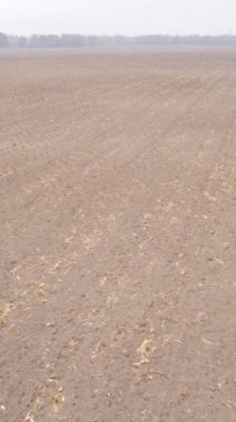 Sonbaharda dikey boş tarla görüntüsü, hava görüntüsü