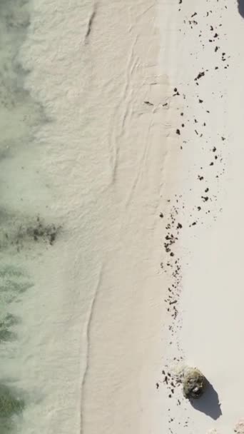 Tanzânia - vídeo vertical praia vazia na ilha de Zanzibar, câmera lenta — Vídeo de Stock