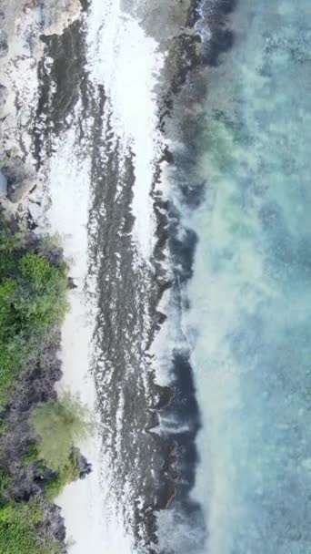 Tanzánia - függőleges videó üres strand Zanzibár szigetén, lassított felvétel — Stock videók
