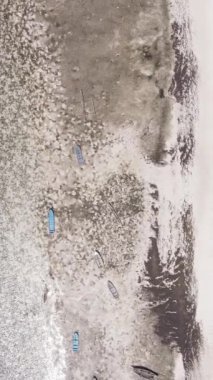 Tanzanya - Zanzibar kıyıları yakınlarındaki okyanusta alçak gelgitin dikey videosu, yavaş çekim