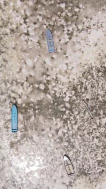 Tanzanya - Zanzibar kıyıları yakınlarındaki okyanusta alçak gelgitin dikey videosu, yavaş çekim
