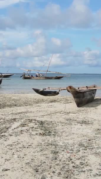 Tanzania - vertikal video av lågvatten i havet nära kusten av Zanzibar, slow motion — Stockvideo