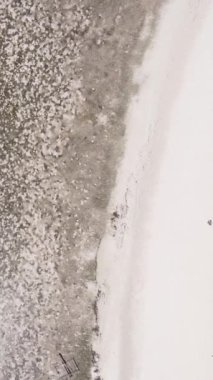 Tanzanya - Zanzibar kıyıları yakınlarındaki okyanusta alçak gelgitin dikey videosu, yavaş çekim