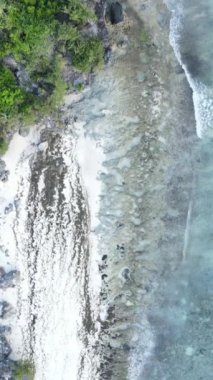 Tanzanya - okyanusun Zanzibar kıyısındaki dikey videosu, yavaş çekim