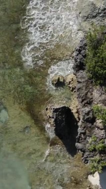 Tanzanya - okyanusun Zanzibar kıyısındaki dikey videosu, yavaş çekim