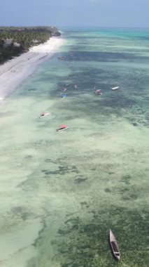 Tanzanya - okyanusun Zanzibar kıyısındaki dikey videosu, yavaş çekim